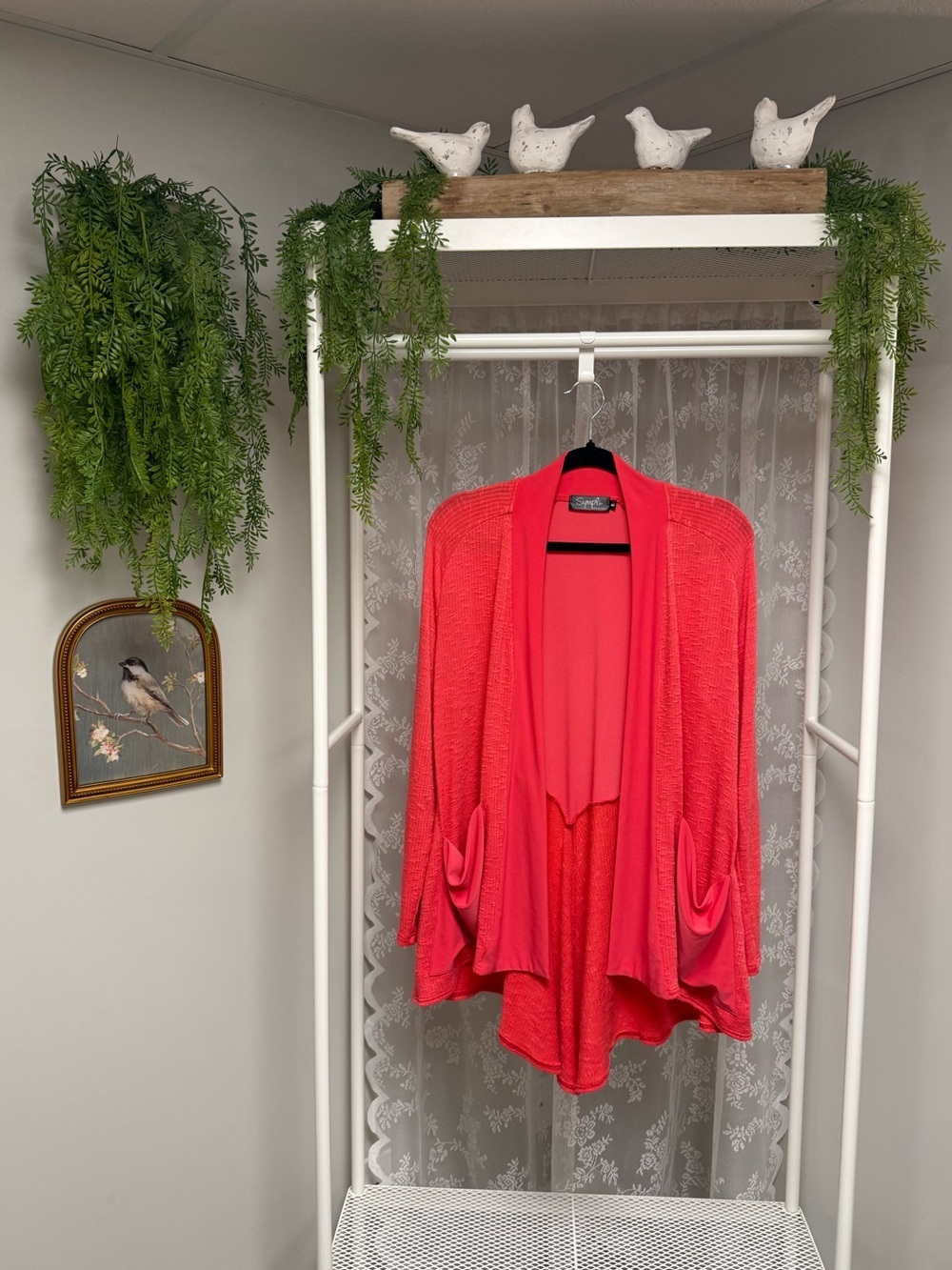 Sympli Draped Open Front Cardigan Slub Knit Texture Pockets Luxury Boho Size 8